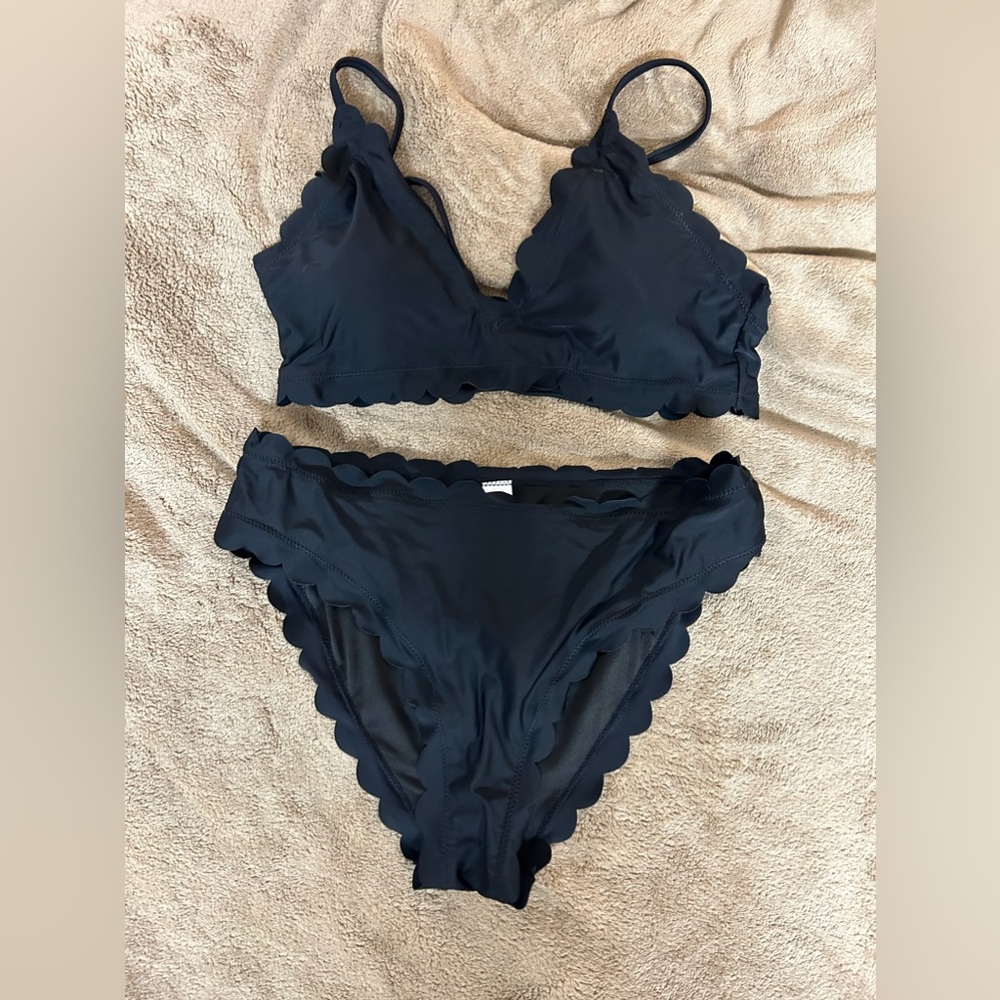 Black Scalloped Bikini Set